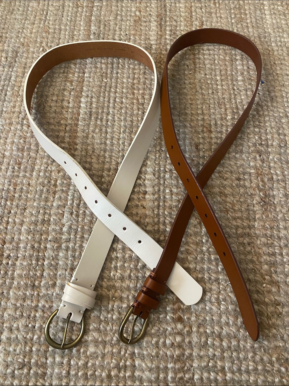 Loft lot of 2 Leather Belts with Brass Tone Hardware Medium